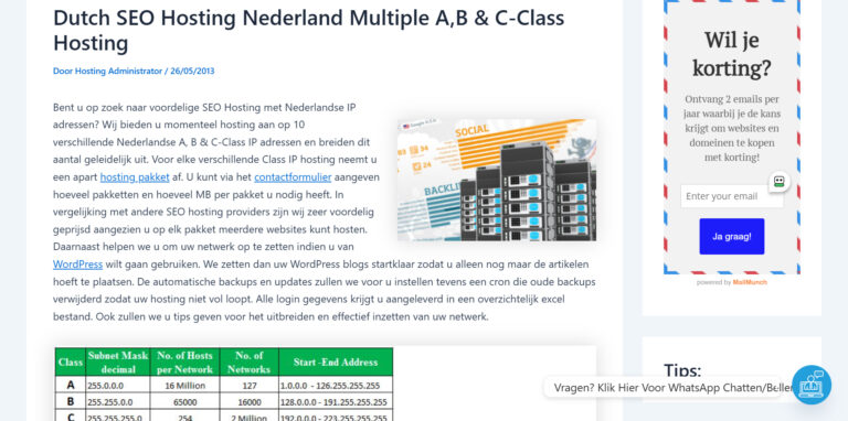 Dutch SEO Hosting Nederland Multiple AB C Class Hosting Goedk server space.nl 768x382