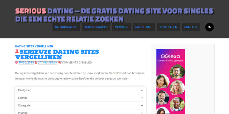 Serious Dating – DE Gratis Dating Site Voor Singles Die Een Echte R  www.seriousdating.nl  768x382