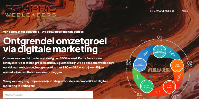 Webdesign Leadgeneration SEO SEA Bureau Sempris www.sempris.be 768x382